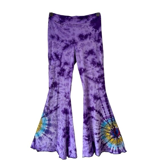 GREATFUL DEAD Pants - Grateful Dead Steal your Face Mandala Tree Print Booty Bell Pants Tie Dye Small